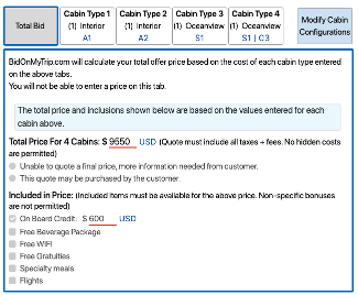 BidOnMyTrip.com Multi Cabin Offer Part 1